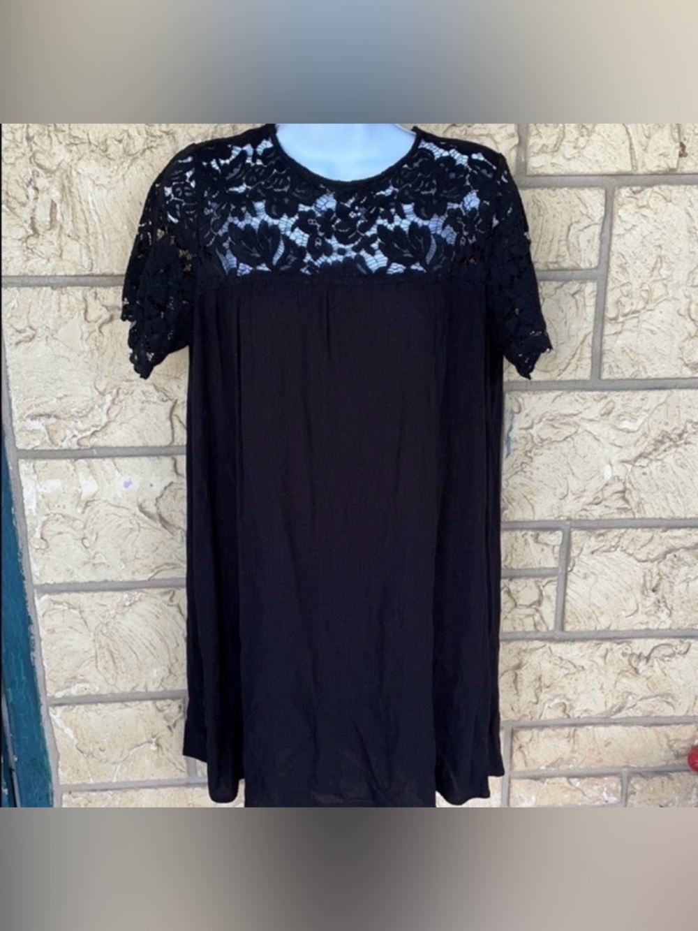 H&M Dress Lace Tunic little Black Dress Classy Size 8 Goth Grunge